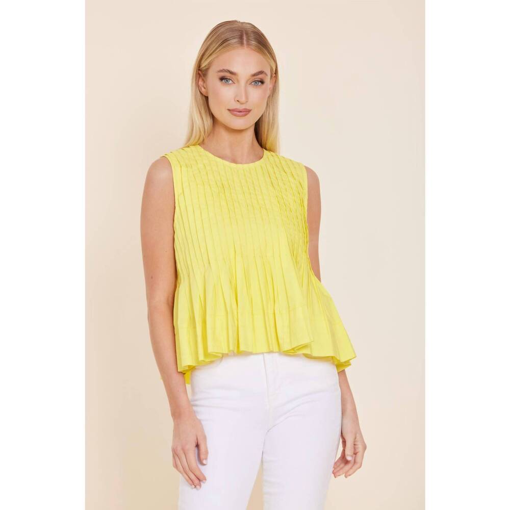 NEW DOLCE CABO poplin peplum top in yellow